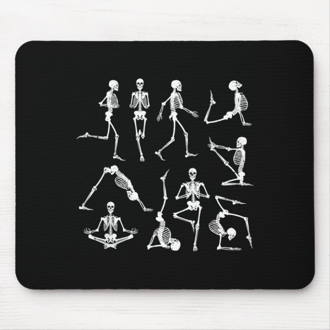 Mousepad Esqueleto Poses de Yoga Engraçado Halloween Osso F (Frente)