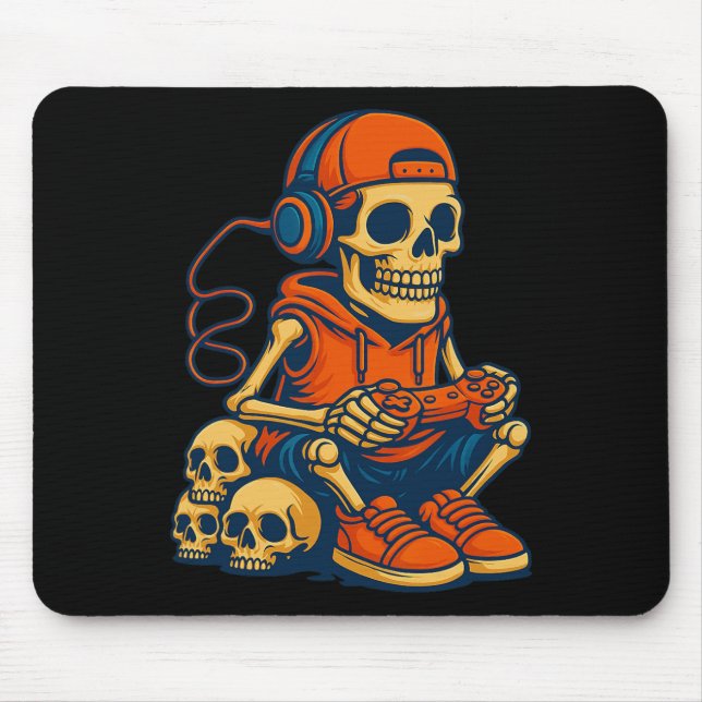 Mousepad Esqueleto Retro de Halloween para Gamer de Vídeo G (Frente)