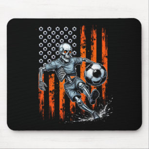 Mousepad Esqueleto Retro Jogando Futebol Bandeira dos EUA A