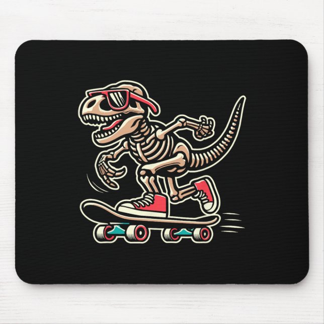 Mousepad Esqueleto Retro T-Rex Dinossauro Skate Boys  (Frente)