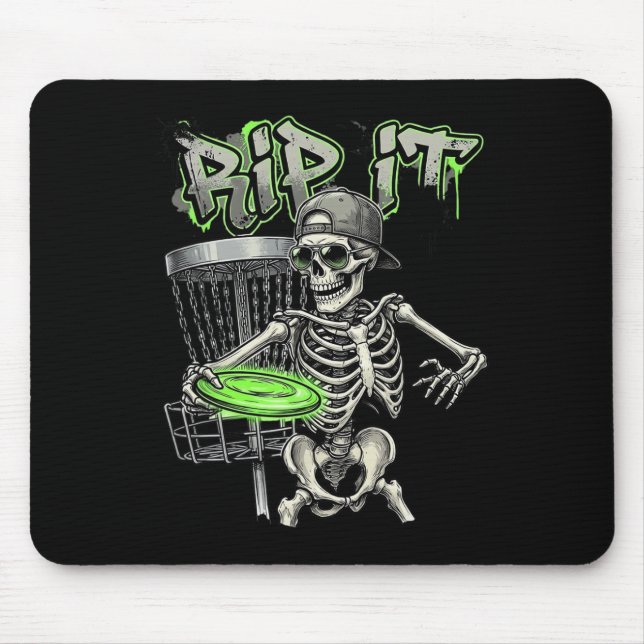 Mousepad Esqueleto Rip It Jogador de Disco de Golfe Grunge  (Frente)