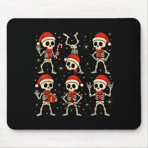 Mousepad Esqueletos Dançantes Chapéu de Papai Noel Natal Es