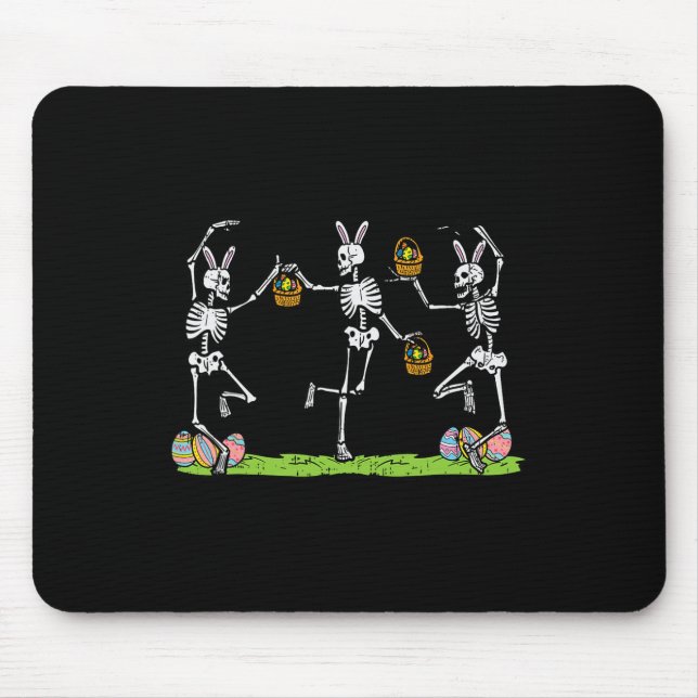 Mousepad Esqueletos de Páscoa Dançando Ossos de Coelho Engr (Frente)