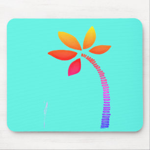 Mousepad Esquema da palmeira-arco-íris com fundo azul