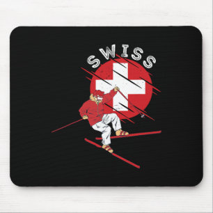 Mousepad Esqui Alpino Suíço Schweiz Raízes Bandeira da Suíç