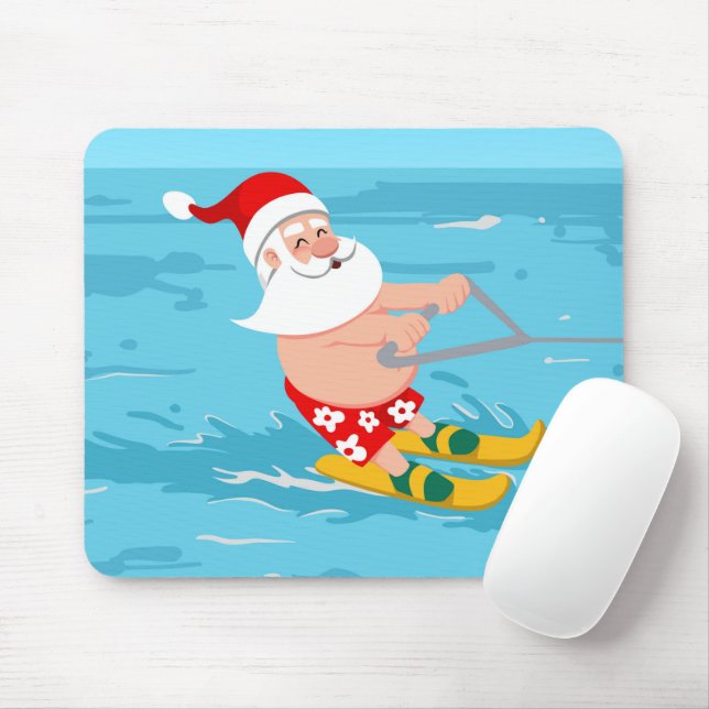Mousepad Esqui aquático de Cartoon Santa Claus (Com mouse)