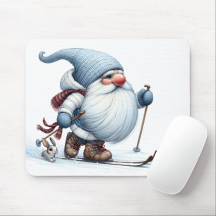 Mousepad Esqui de inverno Gnome com coelho