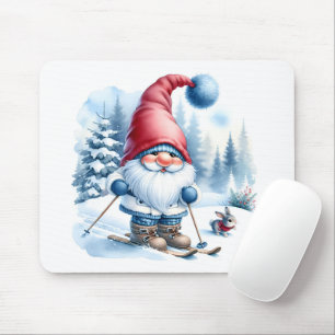 Mousepad Esqui de inverno Gnome com coelho