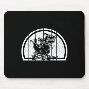 Mousepad Esqui de montanha dinossauro esquiador Dino esqui 