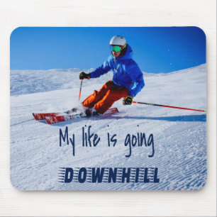 Mousepad Esqui Descida de neve motivacional engraçada