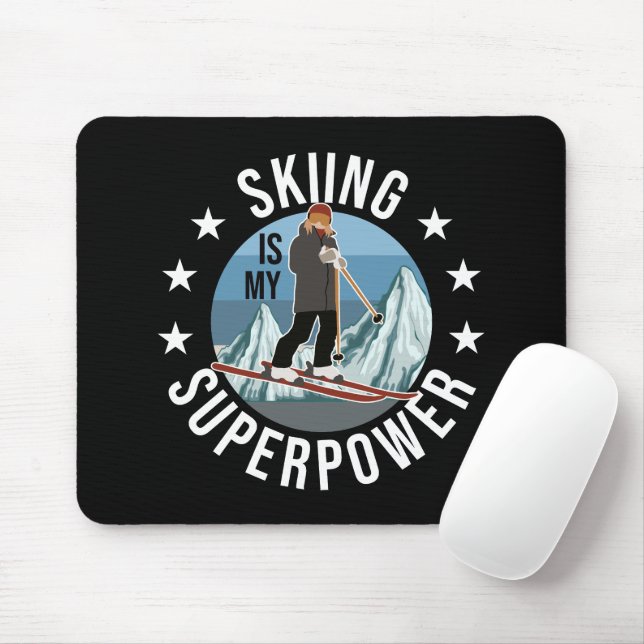 Mousepad Esqui É Minha Superpotência (Com mouse)