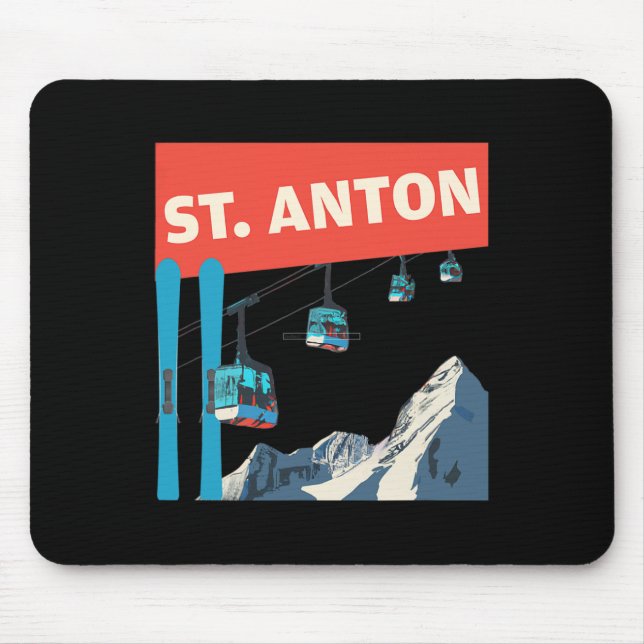 Mousepad Esqui em St. Anton - Retro St. Anton Ski  (Frente)