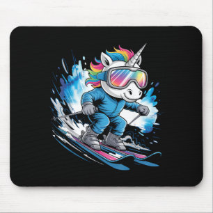 Mousepad Esqui unicórnio esporte de inverno esquiador engra