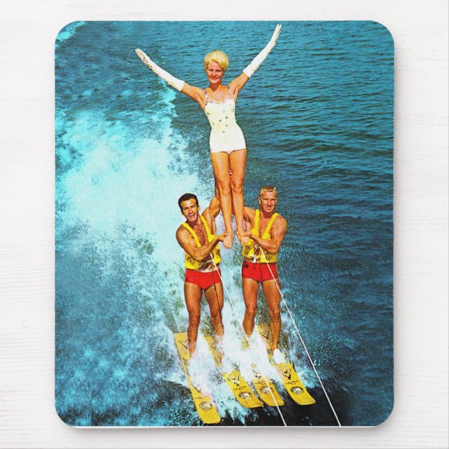 Mousepad Esquiadores retros da água dos Dells das mulheres (Frente)