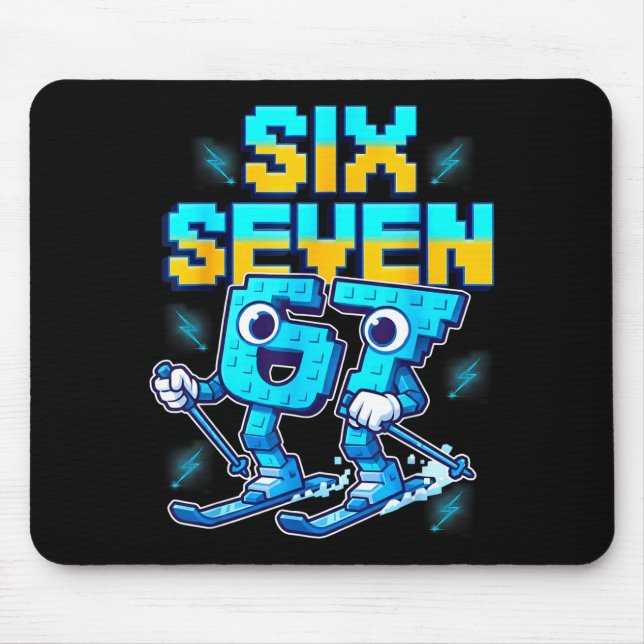 Mousepad Esquiando 67 Seis Sete Meme Brainrot Engraçado 6 7 (Frente)