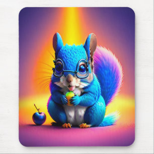 Mousepad Esquilo Azul Comendo Uma Fruta