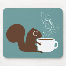Esquilo bonito com café | Whimsic Animal Art