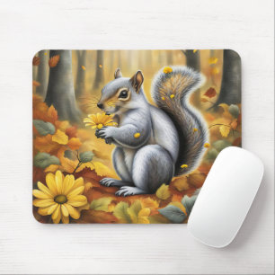 Mousepad Esquilo com margarida amarela