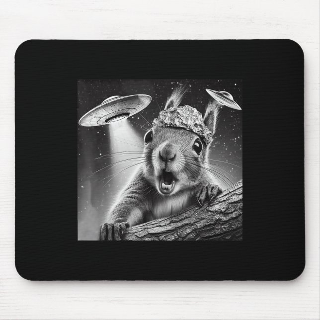 Mousepad Esquilo De Alienígena Engraçado Selfie Com Alu Hat (Frente)