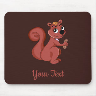 Mousepad Esquilo de desenho animado bonito com um mouse de