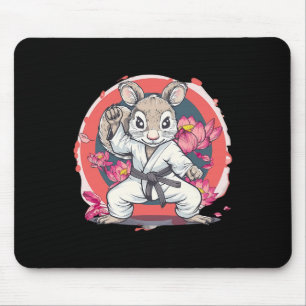 Mousepad Esquilo de Karatê Fofo Flor de Lótus Mma Kickboxin