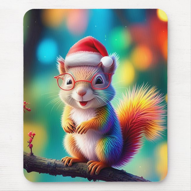 Mousepad Esquilo De Natal Como Papai Noel-56765 (Frente)