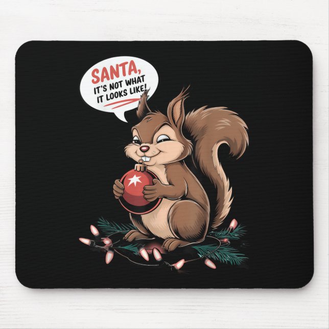 Mousepad Esquilo de Natal Luz Mpy Squirrel Xmas Orname (Frente)