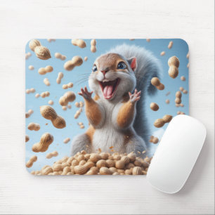 Mousepad Esquilo Feliz em uma pilha de amendoim