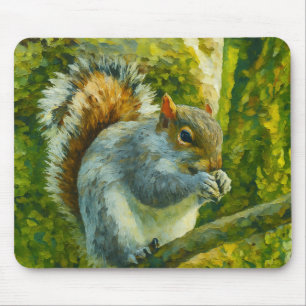 Mousepad Esquilo Impressionista na Folhagem Florestal
