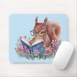 Mousepad Esquilo Lendo Um Livro, Aninhado Em Flores Rato