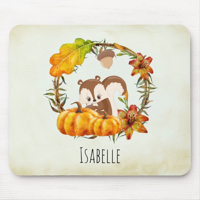 Mousepad Esquilo na parede floral (Frente)