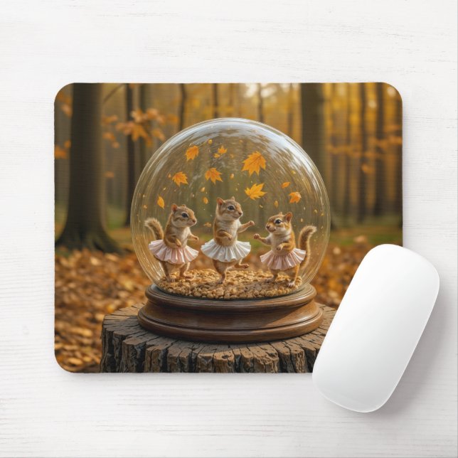 Mousepad  Esquilos Dançando em um Globo de Vidro (Com mouse)