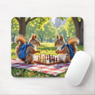 Mousepad Esquilos Jogando Xadrez Em um Parque Municipal