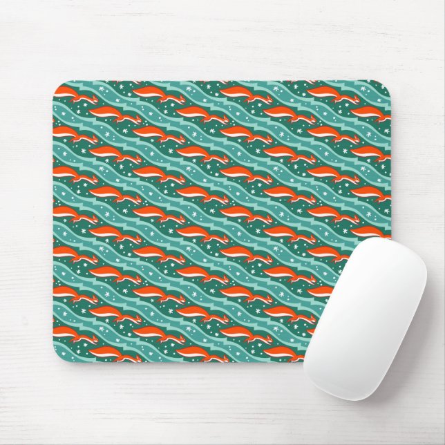 Mousepad Esquilos saltando na neve em uma árvore de Natal (Com mouse)