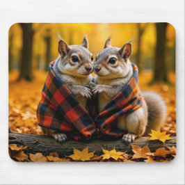 Mousepad Esquilos se escondendo sob um cobertor de Xadrez