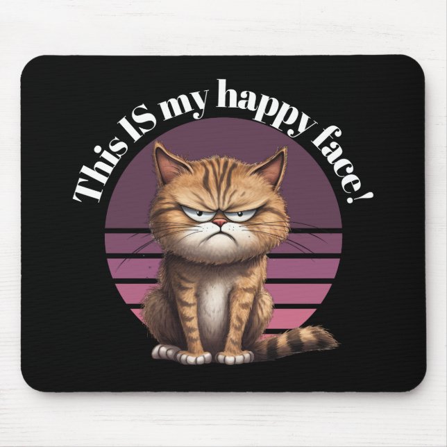 Mousepad Esta É A Minha Cara Feliz! Grumpy Cat Dark (Frente)