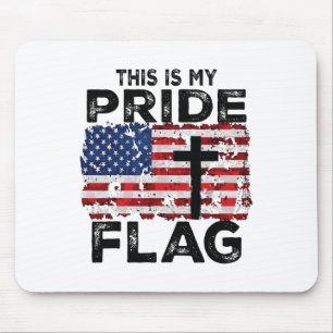 Mousepad Esta É Minha Bandeira do Orgulho Cruz de Jesus EUA