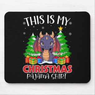 Mousepad Esta é Minha Camisa de Pijama de Natal Dragão Pjs