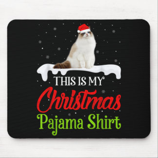 Mousepad Esta é Minha Camisa de Pijama de Natal Gato Ragdol