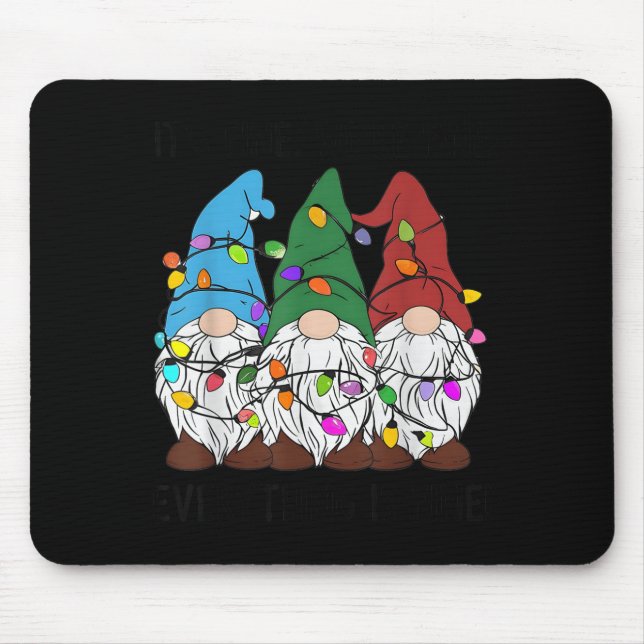 Mousepad Está tudo bem, é boa luz de Natal Gnomo (Frente)
