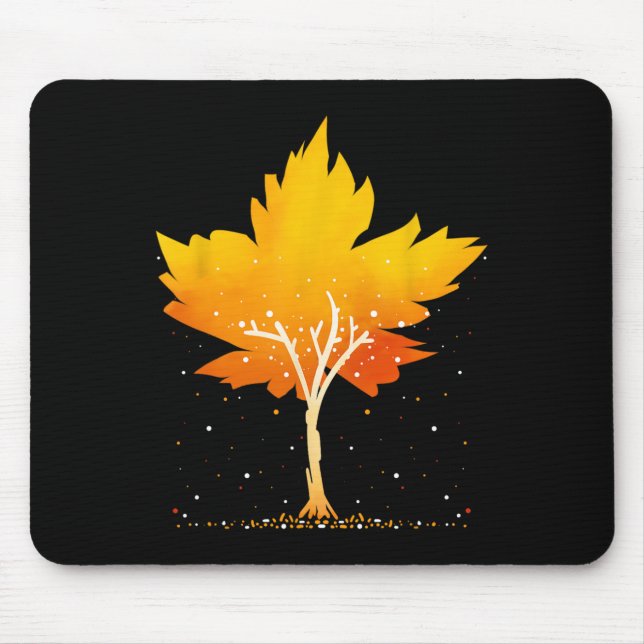Mousepad Estação de Folhas de Outono de Folha de Laranja Fo (Frente)