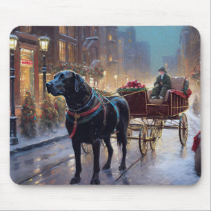 Mousepad Estação Festiva de Natal Black Labrador