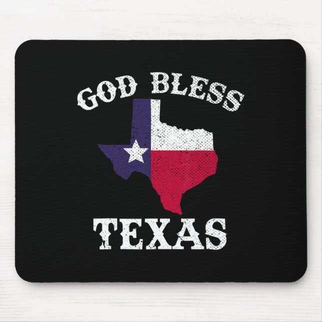 Mousepad Estado Americano Texas Flag Texan Deus abençoe Tex (Frente)