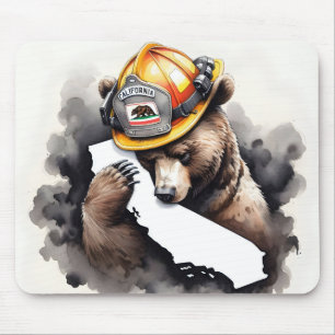 Mousepad Estado da Califórnia com Urso de Bombeiro