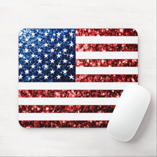 Mousepad Estados Unidos: bandeira azul-cinzento brilha