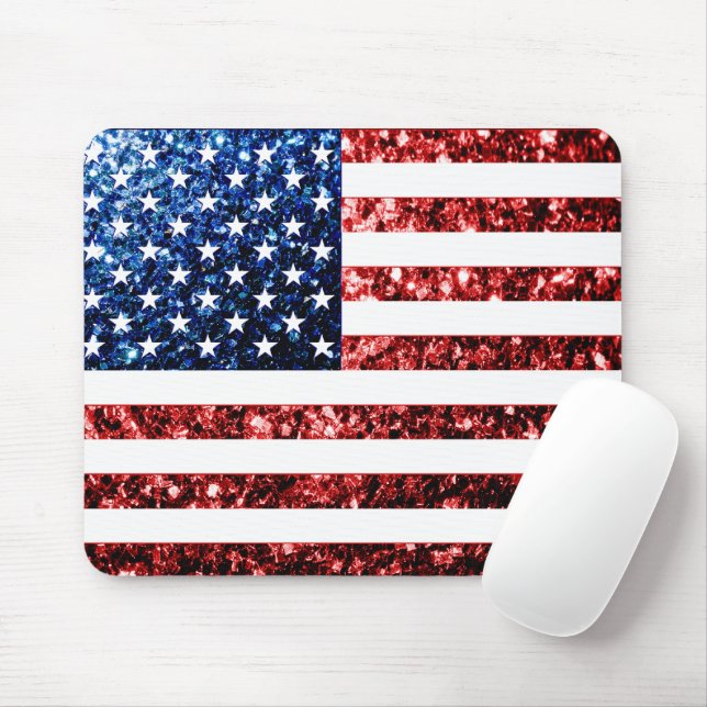 Mousepad Estados Unidos: bandeira azul-cinzento brilha (Com mouse)