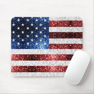 Mousepad Estados Unidos: bandeira azul-vermelho brilha