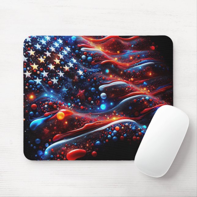 Mousepad Estados Unidos Flag Paint Splatters (Com mouse)