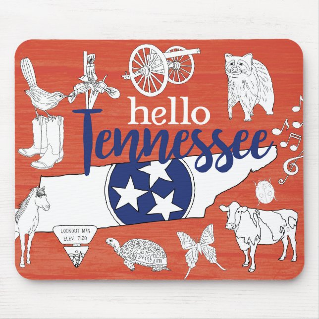 Mousepad Estadual do Tennessee simboliza imagens de estado  (Frente)