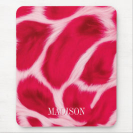 Mousepad Estampa Animal de Leopardo Rosa Vermelho Chic Femi